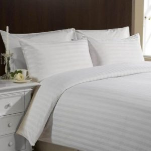 סט זוגי ג’קארד 100%סאטן כותנה לבן פסים